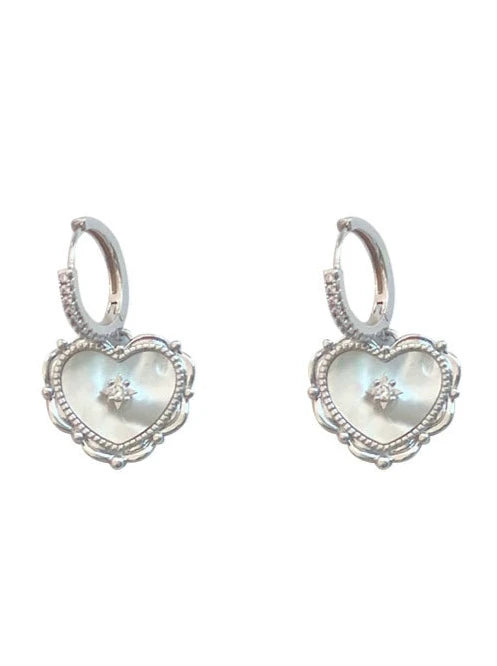 Silver of Pearl Star Zircon Earrings Earrings Necklace