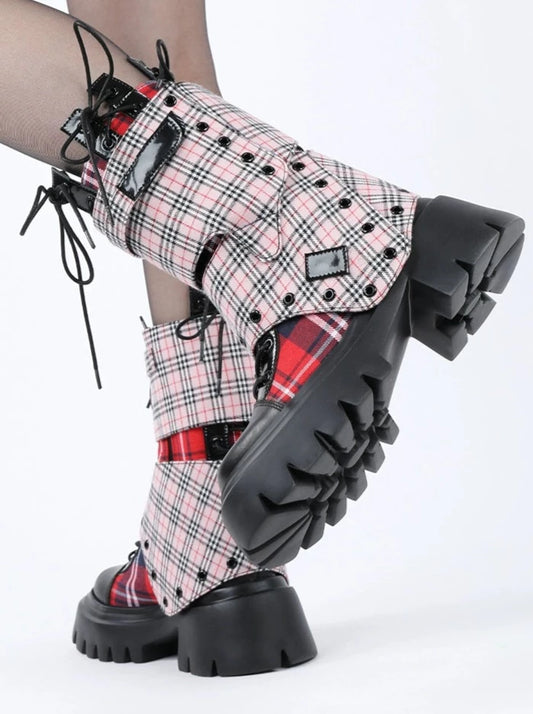 Rock Check Studded Short Boots