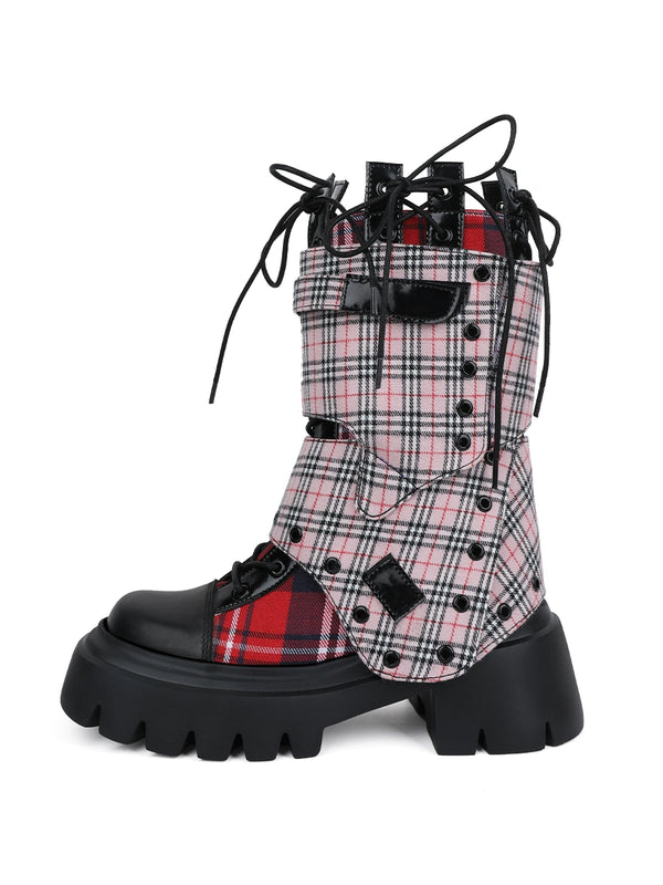 Rock Check Studded Short Boots