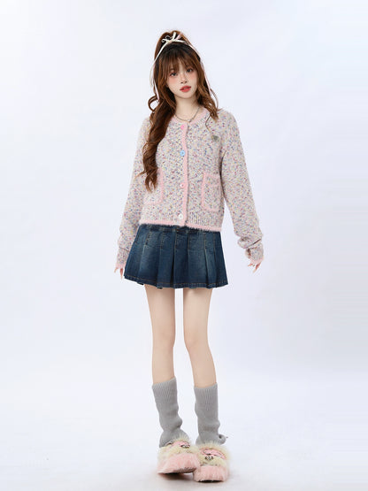 Korean Colorful Short Knit Cardigan