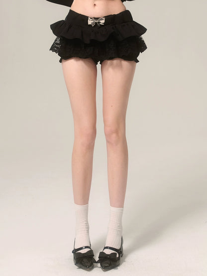 Romantic Black Bow Lace Design Shorts Skirt [Reserved Item