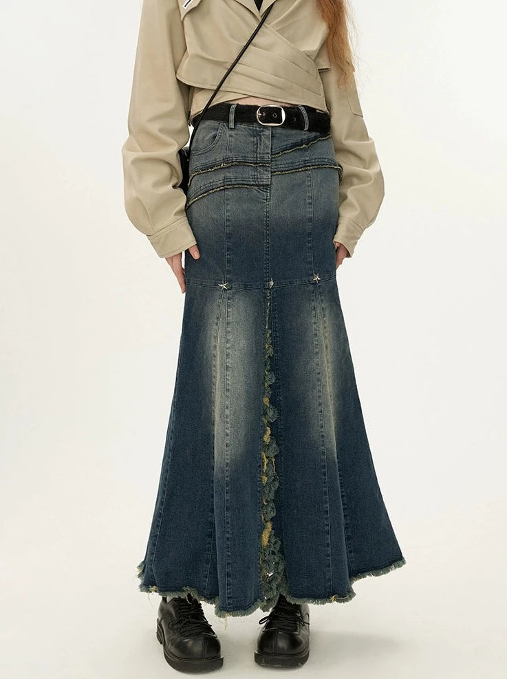 Retro Denim Mermaid Skirt