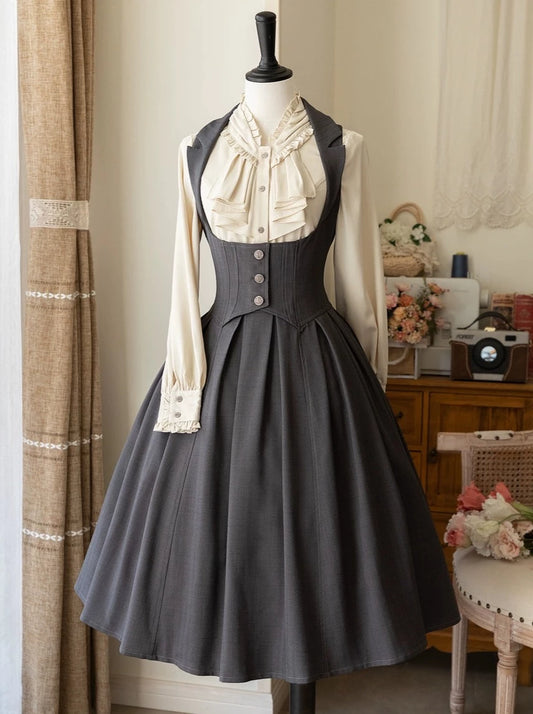 Retro Classical Elegant Brest Lolita Skirt + Elegant Frilled Shirt