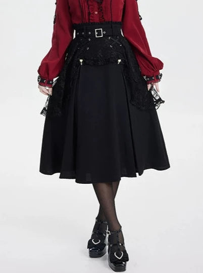 Vampire Lace Diamond Backle Vert Layered Long Skirt