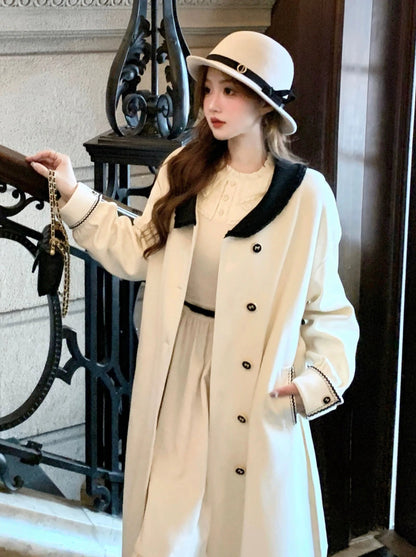 French style coat long wool coat
