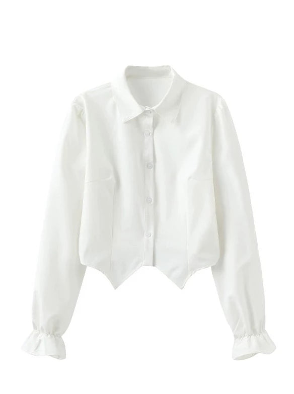 College Style Suit Slim Fit Short Shirt + Short Knit + Skirt Set