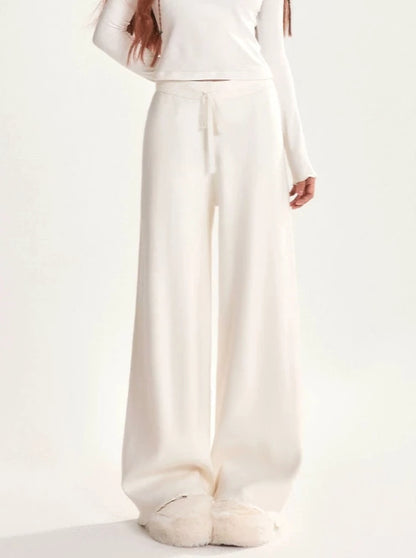 White Knit Casual Pants