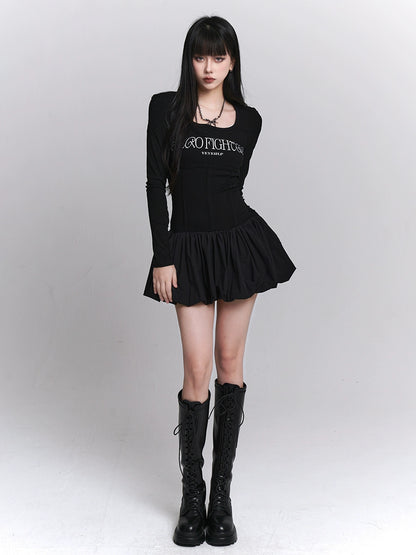 Ghost Girl Black Letter Little Dress