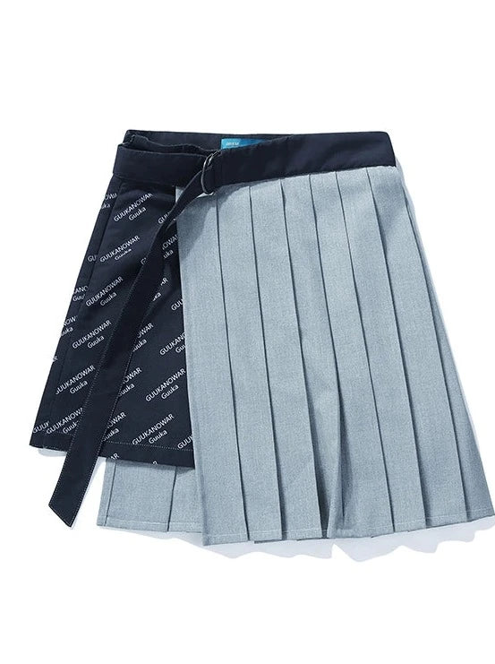 Logo Asymmetrical Pleated Skirt
