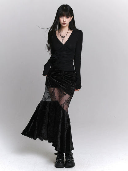 Ghost Girl Hip Lace Fishtail Skirt