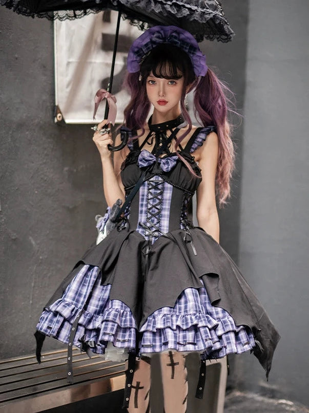 QOOZA Dark in Love パンクロックレッドチェックフリルドレス QOOZA Dark in Love パンクロックレッドチェックフリルドレス