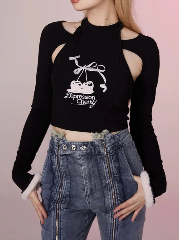 ストリートホットガールファースリムトップス