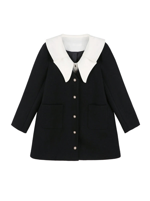 Faux Two-piece Big Collar One-piece Jacket