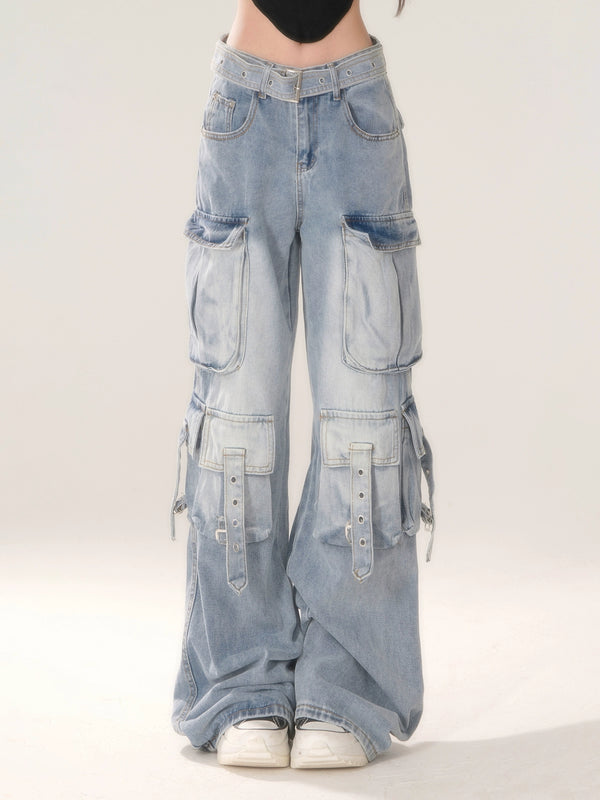 ブルーグラデーションカーゴデニム