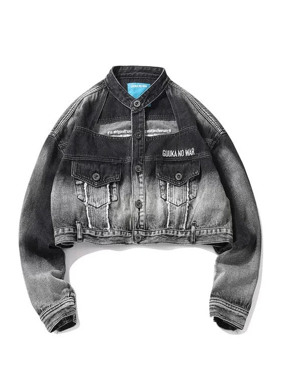 Dark Mode Gradient Short Denim Jacket