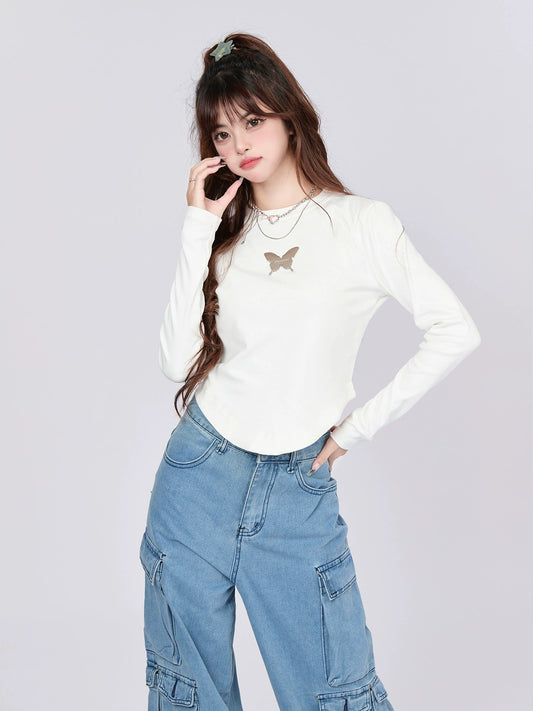 One Point Metal Little Butterfly Short Top