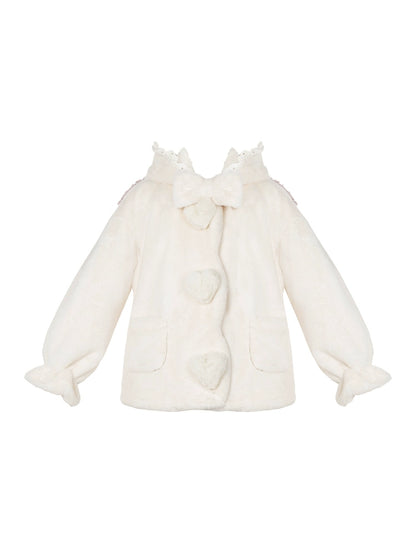 Little Sheep Hoody Frill Ribbon Design Farcoat