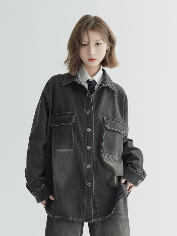 Washed Damaged Denim Jacket