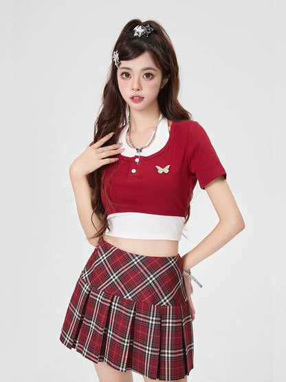 American Retro Two Piece Slim Design Tops