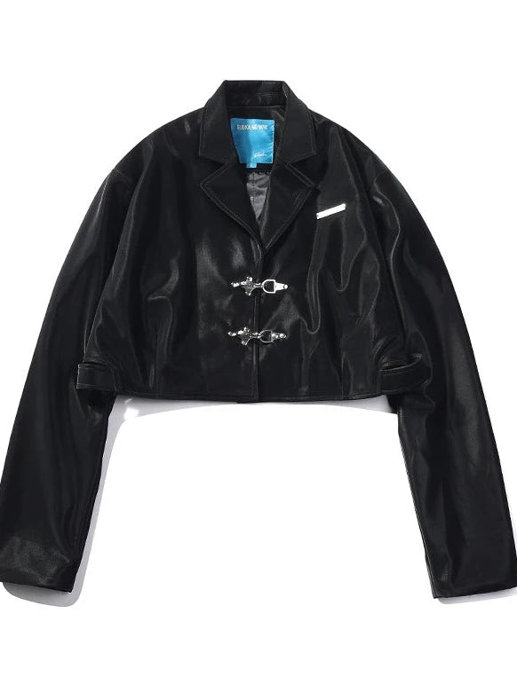 Short Leather Suit Jacket