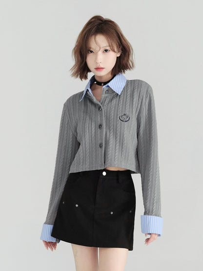 shirt collar college cardigan