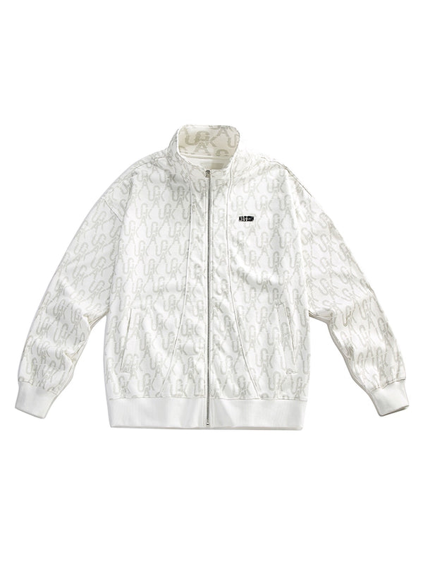 White Logo Zip-up Over Jacket