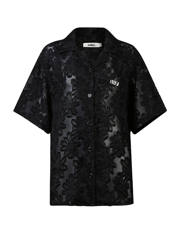Lace Black Design Summer Long Shirt
