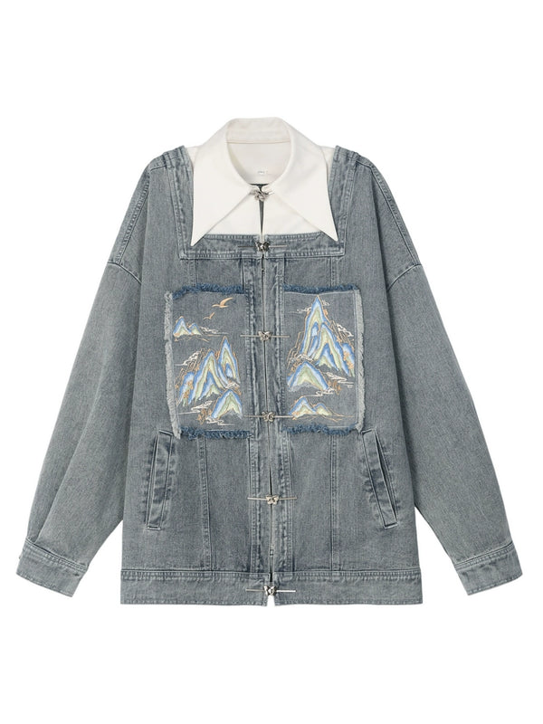 China design polo denim jacket + unisex jacket + short jacket + denim skirt