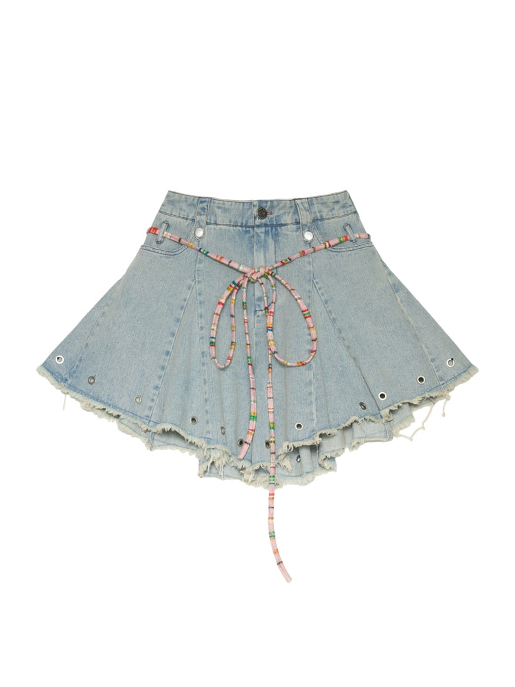 American Hot Girl Sweet Wash Denim Skirt