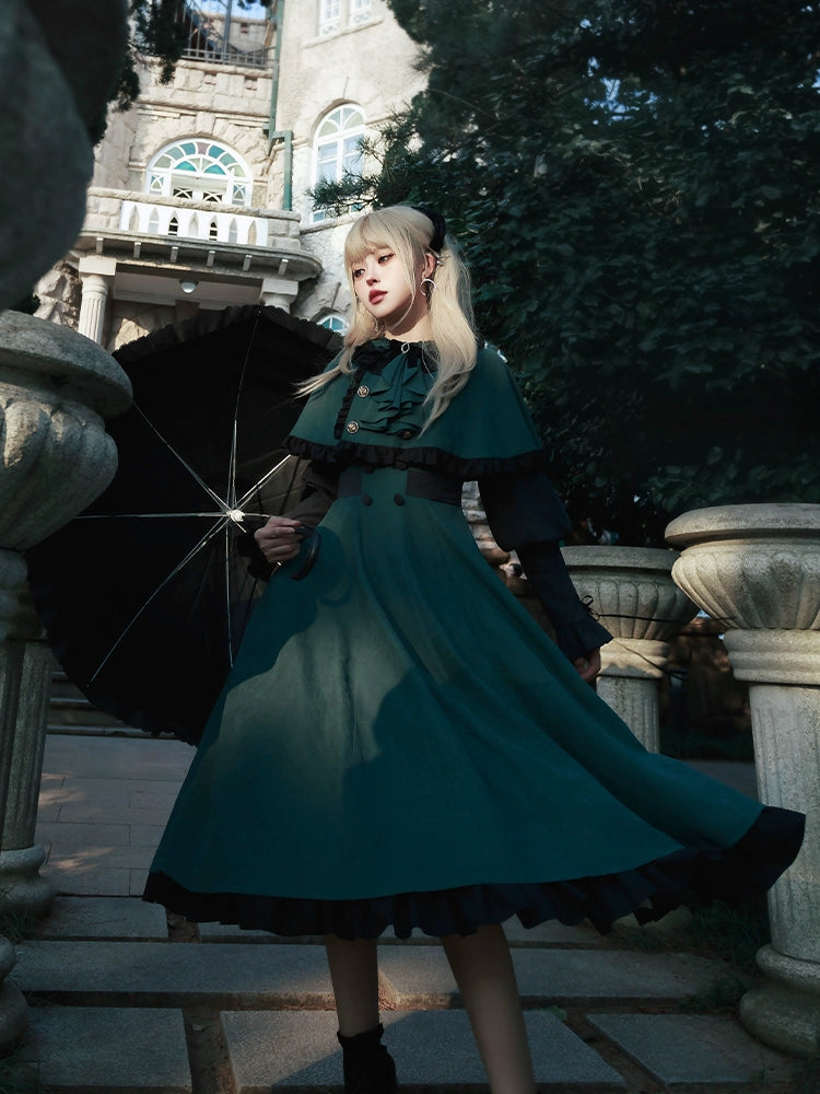 Dark Green Lolita + Contrast Color Dress Mantle Belchic Dark Green Lolita + Contrast Color Dress Mantle Belchic