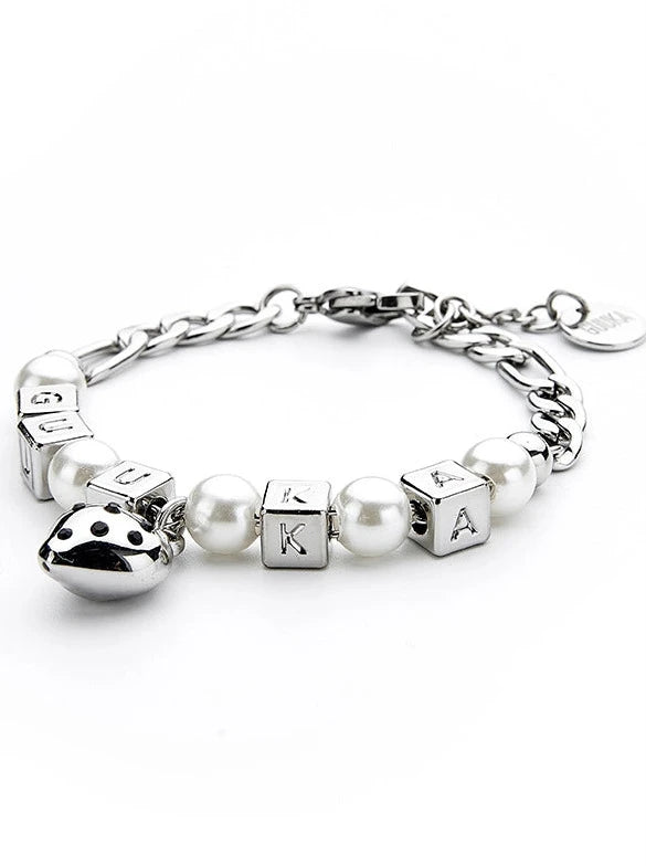 Square Letter Strawberry Pearl Bracelet