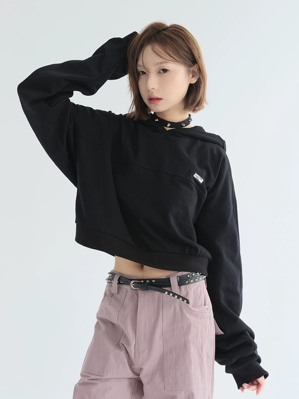 フードカジュアルショートトップス