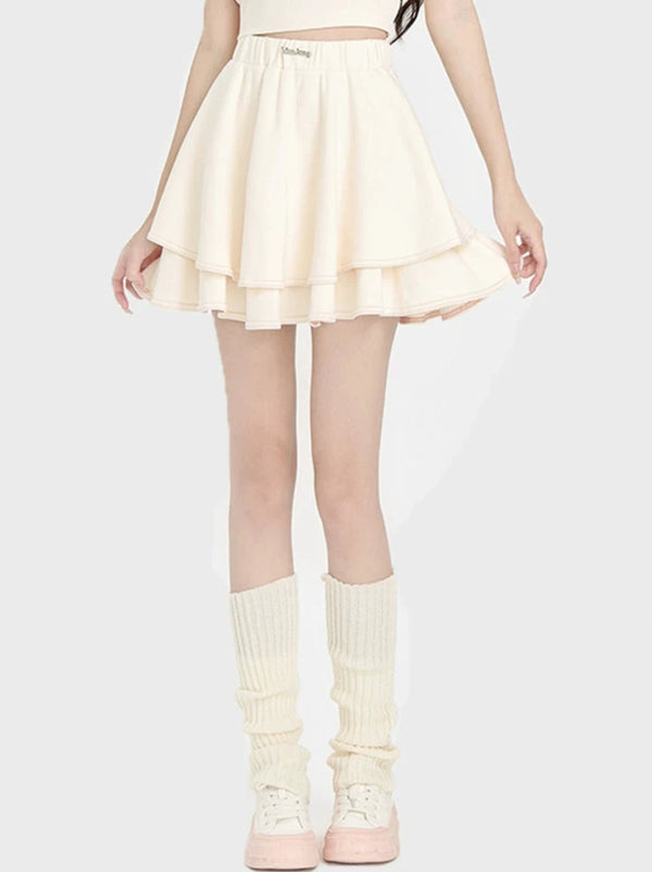Short polo collar shirt with back ribbon + ballet style skirt