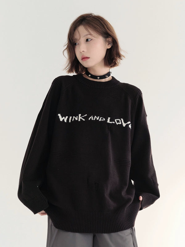 Logo Loose Casual Round Neck Sweater