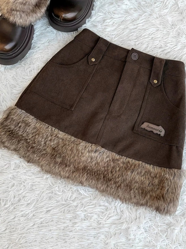 チャコールウルフガールレトロファースカート