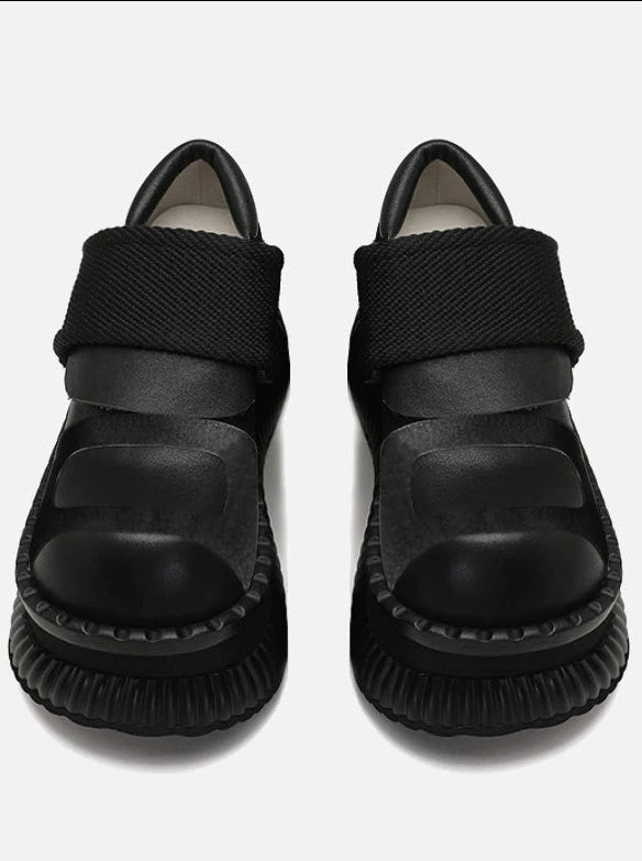 Leather Casual Velcro Platform Shoes
