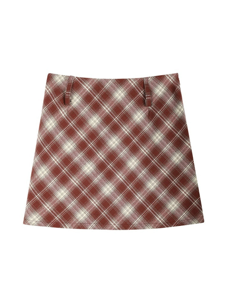 Retro Small Shim Check Tight Skirt