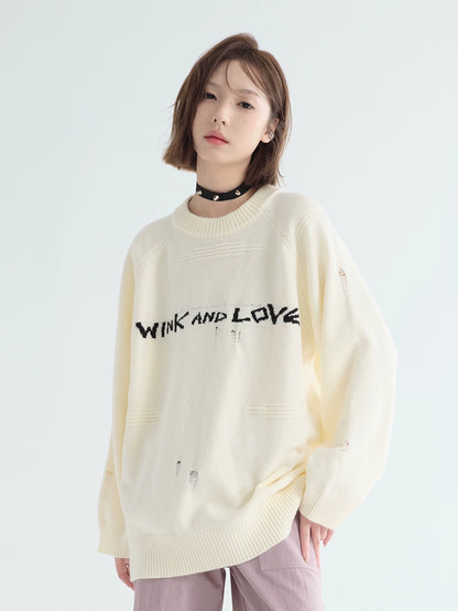 Logo Loose Casual Round Neck Sweater