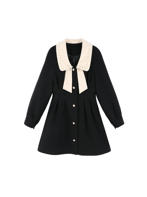 ベビーカラーシックフレアワンピース