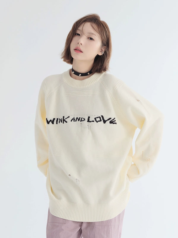 Logo Loose Casual Round Neck Sweater
