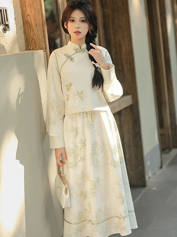 Forest China Rabbit Embroidery Suit Two Piece