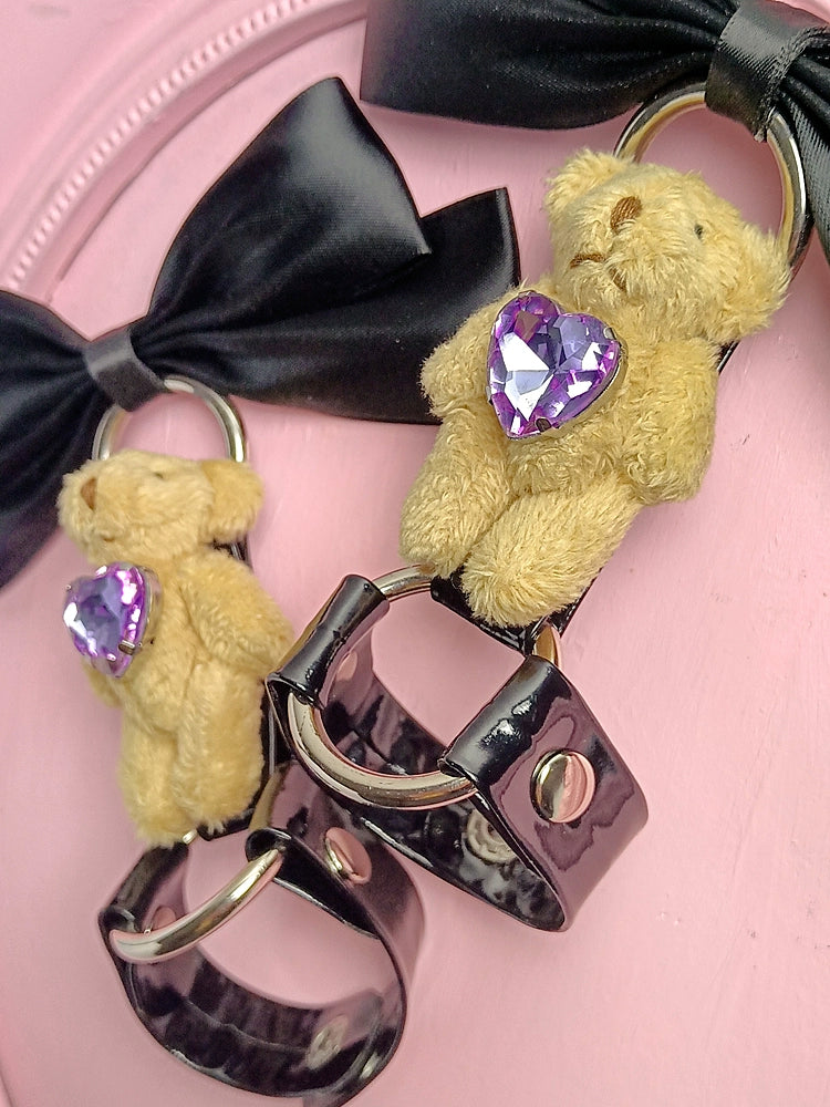 Jewel Bear Ribbon Pair Hairpins