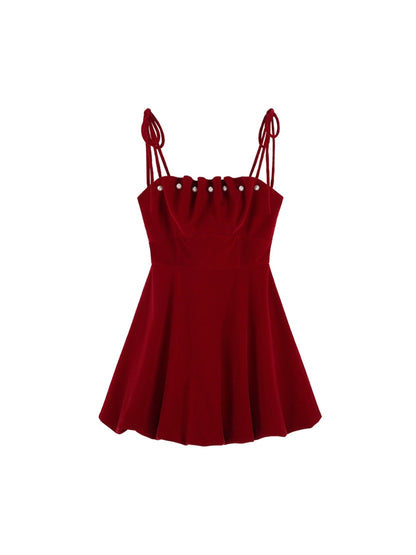 Red Pearl Suspender Dress