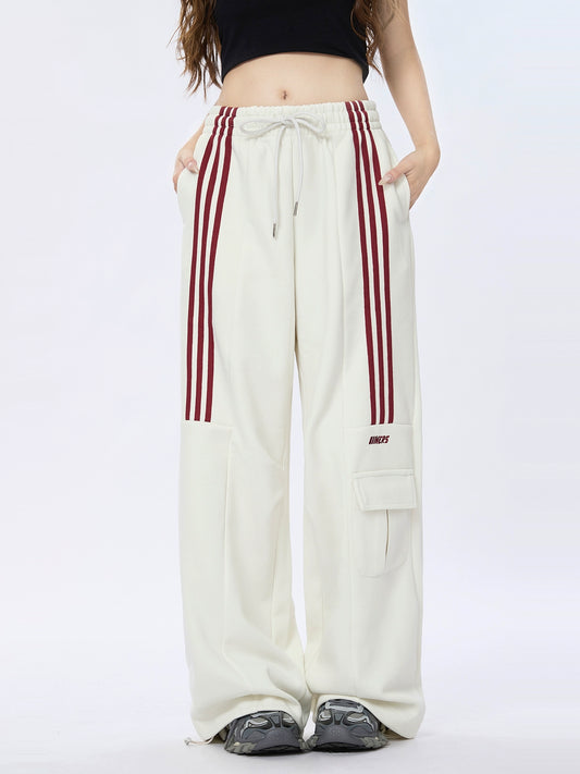 Striped Pocket Casual Loose Pants