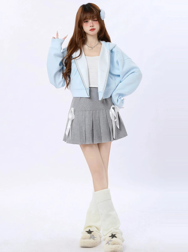 Sweet Spring Milky Short Hoodie