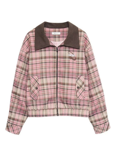 Lapel Sweet Retro Check Jacket