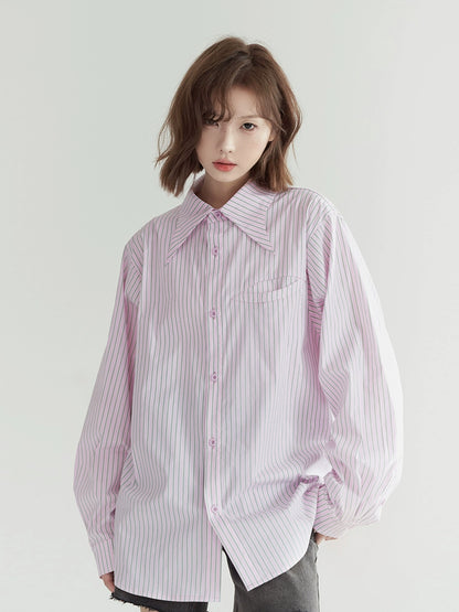 Pink striped loose shirt