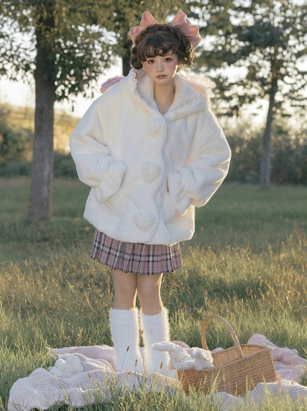 Little Sheep Hoody Frill Ribbon Design Farcoat