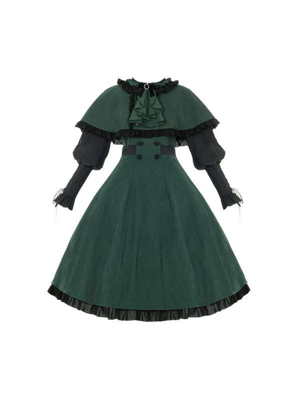 Dark Green Lolita + Contrast Color Op Mantle