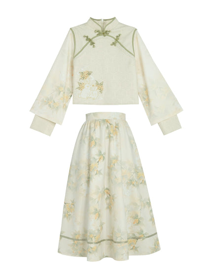 Forest China Rabbit Embroidery Suit Two Piece